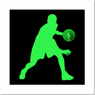 Ethereum Basketball Player Neon Green Posters and Art